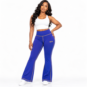 Pantalon de yoga bleu Sigma Gamma Rho pour femmes, leggings de sport taille haute extensibles, pantalon de fitness confortable, logo personnalisé OEM - Product Image 1