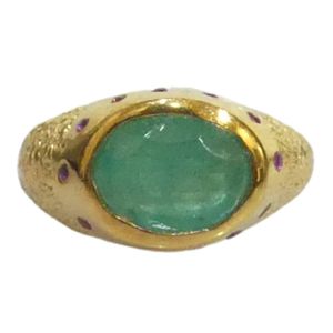 Gemvanity SR1475 Gold Plated Christian Luxury Classic Channel Setting Brilliant Cut <b>Emerald</b> Ruby Gemstone <b>Rings</b> - Product Image 3