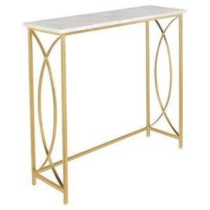 LINEA Metal <b>Console</b> <b>table</b> with white marble Top luxury Golden metal Double X shape frame <b>console</b> <b>table</b> for living room - Product Image 5