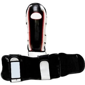 Protège-jambes de baseball en PU pour adultes, noir, blanc, rouge, fermeture auto-agrippante, protection sportive légère, toutes saisons - Product Image 3