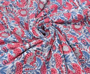 Floral Print Block Print Fabric 100 % Cotton Indian Fabric Hand Printed Natural Dye Soft Cotton Woman <b>Dress</b> Fabric - Product Image 4