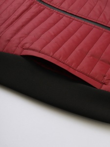 Men's Red <b>Quilted</b> Puffer Jacket Stand Collar Zipper Front Windproof Casual Slim Fit Autumn Wear Solid Color Polyester <b>Wadding</b> - Product Image 5
