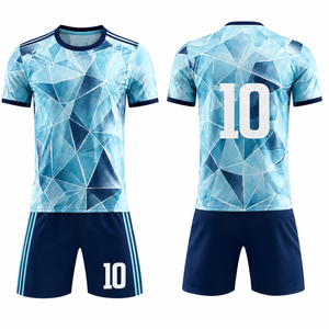 High Quality Quick Dry <b>Soccer</b> Wear Blue/Navy crystal patter Professional Football Uniform - Training Team Wear - Product Image 3