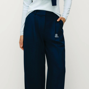 Pantalon taille haute skinny pour femme, couleur unie, en tissu de laine écologique, motif géométrique, anti-plis, coupe ample, longueur complète, décontracté - Product Image 2