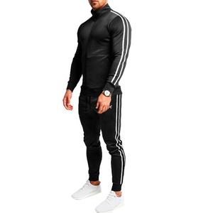 Survêtement pour hommes à rayures latérales avec impression de broderie de logo personnalisé de qualité supérieure nouvelle conception solide de vêtements de sport en polaire - Product Image 1