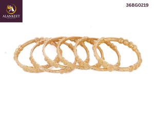 24K Gold Plated 6-Piece Women's <b>Bangles</b> <b>Set</b> for Wedding Party & Anniversary - Product Image 4