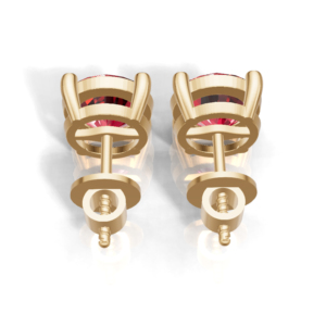 Pendientes de rubí redondo cultivado en laboratorio en plata de ley 925, joyería clásica para mujer - Product Image 3