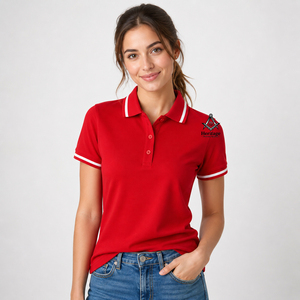 Heritage Masonic Regalia Red <b>White</b> Delta Sigma Sorors Embroidery Ladies Greek Letters Custom Logo Women <b>Polo</b> Shirt - Product Image 1