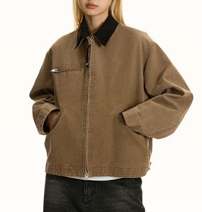 Chaquetas con cremallera recortadas para mujer de primera calidad, ropa de trabajo informal suave con diseño único, punto de algodón transpirable, servicio personalizado al por mayor - Product Image 1