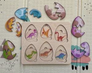 Puzzle de nom d'animal personnalisé en bois-Jeu de mémoire de dinosaure en bois Jouet cadeau pour bébé personnalisé - Product Image 2