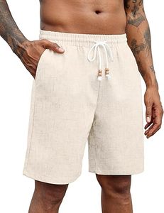 Shorts chino pour homme, taille mi-haute, couleur unie, décontractés, pour l'été, extensibles, anti-humidité, style smart casual, avec logo personnalisé, pour le golf - Product Image 1