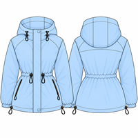 Veste coupe-vent pour femme à double panneau, design tendance, en nylon, à capuche, manches longues, imperméable, pour l'hiver