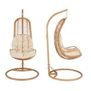Silla Colgante de Ratán con Cojín, Columpio de Patio para Exteriores, Diseño Contemporáneo para 1 Persona - Product Image 3