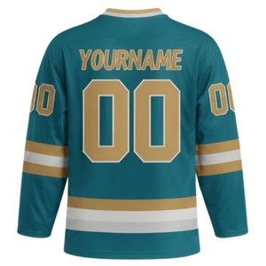 Maillot de hockey sur glace sublimé bleu sarcelle pour homme, col en V, rayé, en polyester, pour l'entraînement et les performances sportives en équipe - Product Image 2