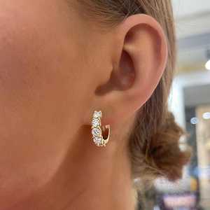 Diamond Hoop Earring Custom 14K Solid Gold 2 Carat Round Lab Grown Minimalist 12mm Hinged Huggies Fine Jewelry B2B Factory Price - Product Image 2