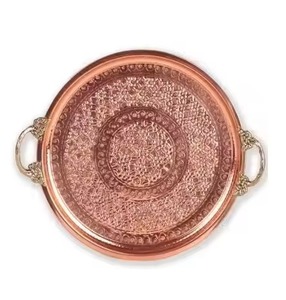 Elegant <b>Copper</b> Serving Tray Dining Plate for Serving Food Drinks Tea Coffee Snacks in Restaurant and Dining <b>Table</b> Setup - Product Image 3