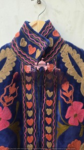 Handmade Velvet <b>Jacket</b> Royal Blue Hand Embroidered Suzani Style Winter Coat Boho Cardigan Artisan Crafted Short <b>Blazer</b> - Product Image 5