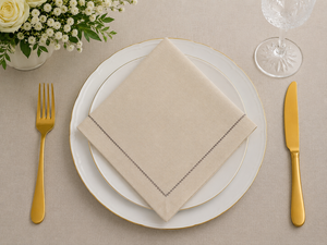 100% Linen Hemstitch Napkin Embroidered <b>Disposable</b> <b>Cloth</b> Napkin Modern Restaurant <b>Table</b> Decor - Product Image 2