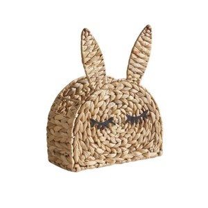 Handmade Cute Bunny Rabbit Storage <b>Basket</b>, Woven Water Hyacinth Organizer for Nursery, Kids Toy & Desk Storage, Home Storage - Product Image 1