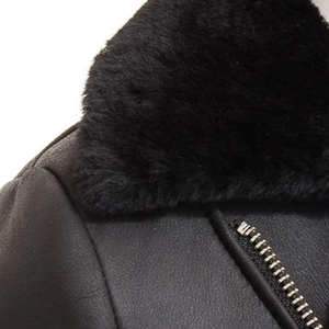 Women's Genuine Leather Moto Jacket With Fur Trim Zipper Closure Winter Warm Biker Style Full Sleeve - Product Image 4