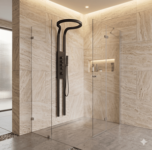 Panneau de douche multifonction en acier inoxydable poli résistant à l'eau, avec douchette à effet pluie, fixation murale, design moderne pour appartement - Product Image 3