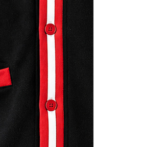 Cárdigan con logotipo personalizado, letra griega DST 19** bordada, forro polar de alta calidad, cuello en V, ribete a rayas, con botones, directo de fábrica, Pakistán. - Product Image 3