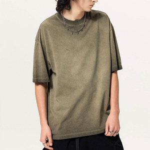 เสื้อยืดคอตตอน 100% หนานุ่ม รับผลิตแบบ OEM ODM สกรีนโลโก้ได้ ล้างสีแบบวินเทจ ทรงโอเวอร์ไซส์ ไซส์พลัส สไตล์สตรีทแวร์ - Product Image 4