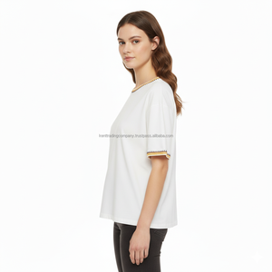 เสื้อยืดคอตตอน 100% แบรนด์ส่วนตัวสำหรับผู้หญิง สกรีนโลโก้ได้ตามต้องการ เสื้อยืดเปล่าคุณภาพสูง เนื้อผ้านุ่ม ผู้ผลิตเสื้อยืดผู้หญิง ขายส่ง - Product Image 6