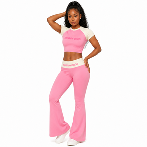 Women 2 Piece <b>Set</b> Outfits Short Sleeve Crop Top Shirt Leggings Yoga Pants <b>Set</b> Two Piece Yoga Suit Women Loungewear <b>Sets</b> - Product Image 1