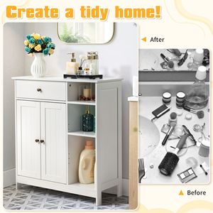 Elegante bianco verticale a strisce mobili da bagno bronzo maniglie ripiani regolabili multiuso per il bagno da pranzo Foyer - Product Image 3