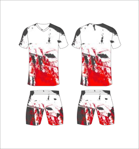Custom Sublimation Soccer Jersey Set Men Black Charcoal Red Chevron <b>Brush</b> Stroke Pattern Football Uniform Quick Dry Training Kit - Product Image 2