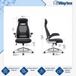 Top Class Quality ZIBAL High-Back Mesh Desk <b>Chair</b> with Chrome <b>Base</b> and Flip-Up Armrests for Daily Home & <b>Office</b> Comfort - Product Image 4