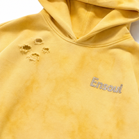 Maßgefertigter Schwergewichtiger Acid Wash Strass-Hoodie Distressed Streetwear Vintage Übergroßer Kapuzenpullover Herrenkleidung