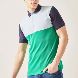 เสื้อเชิ้ตผู้ชายผ้าฝ้ายเนื้อแน่น แขนสั้น ทรงปกติ สวมใส่สบาย สีเขียว ขาว กรมท่า ผ้าปิเก้ถัก ระบายอากาศได้ดี โลโก้ดิจิตอลด้านหน้า - Product Image 4
