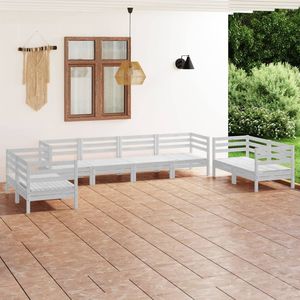 Set da salotto con Patio in pineta bianca in tinta unita da 8 pezzi, mobili da esterno di prima qualità - Product Image 1