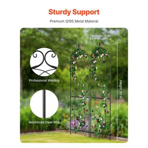 Treillis de jardin en métal antirouille 60 x 15, lot de 2 pour roses grimpantes d'extérieur, treillis de jardin en cuivre de 8 pieds pour plantes grimpantes - Product Image 2