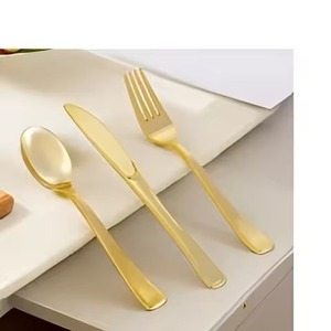 ชุดช้อนส้อมทองเหลืองคลาสสิก ชุดอุปกรณ์รับประทานอาหารหรูหรา ชุดเครื่องครัวตกแต่งโต๊ะอาหารสุดหรู สำหรับร้านอาหารและโรงแรม - Product Image 1