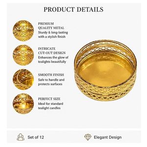 Golden <b>Small</b> Tea Light Holder Metal <b>Candle</b> Holder Decorative Diya Stand for Diwali Christmas Home Decoration Table Centerpiece - Product Image 3