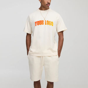 Conjunto de 2 Piezas de Camiseta de Manga Corta con Hombros Caídos, Estilo Casual de Invierno, de Buena Calidad, con Logotipo Bordado Personalizado, Ropa Urbana Cómoda - Product Image 1