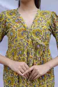 Vestido largo indio hecho a mano de algodón con estampado floral para mujer, elegante vestido de fiesta, regalo de novia personalizado para ella en venta - Product Image 2