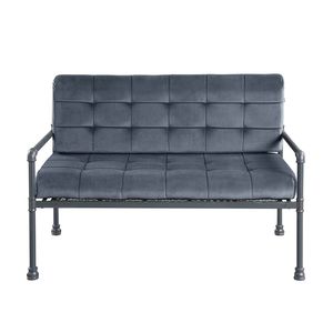Sofá Brantley Loveseat en terciopelo gris y acabado arenoso, elegante sofá para sala de estar - Product Image 4