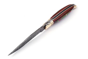 Couteau de poche pliant Laguiole de qualité supérieure, en acier Damas, avec manche en bois, qualité industrielle, garantie 1 an - Product Image 4
