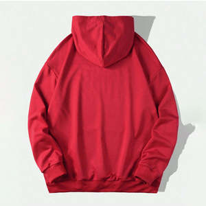 Index Apparel <b>Men's</b> <b>Red</b> Oversized Hoodie Rhinestone Letter Print Streetwear Knitted Cotton <b>Sweatshirt</b> - Product Image 2
