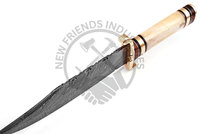 Nouvelle édition personnalisable de couteau Bowie en acier Damas de 14 pouces, couteau de chasse d'extérieur avec manche en os, meilleur couteau à lame fixe de collection