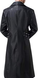 Chaqueta de Cuero Negra Personalizada, Abrigo Largo de Cuero, Nuevo Diseño de Moda, Abrigo de Cuero de Alta Calidad para Hombre - Product Image 3