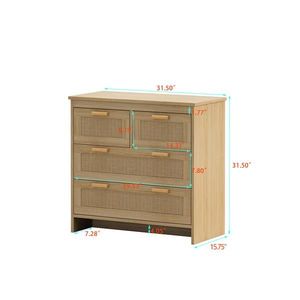 Credenza in Rattan con 4 Cassetti per Camera da Letto, Soggiorno, Sala da Pranzo e Corridoi, Facile da Montare - Product Image 3
