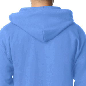 เสื้อฮู้ดซิปเต็มตัวสำหรับผู้ชาย สีฟ้าแคโรไลนา ผ้าฟลีซแบบกำหนดเอง เสื้อแจ็คเก็ตฮู้ดซิปแบบสวมใส่สบาย เสื้อผ้ากีฬาแบบเรียบง่าย ขายส่ง - Product Image 6