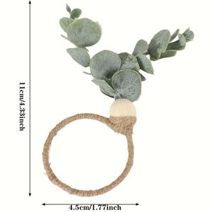 แหวนรัดผ้าเช็ดปากสไตล์โบโฮ 20 ชิ้น ลายใบยูคาลิปตัส พร้อมลูกปัดไม้ สำหรับงานแต่งงานและงานปาร์ตี้ในฤดูใบไม้ผลิและฤดูร้อน - Product Image 2