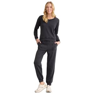 Conjunto de sudaderas y pantalones de chándal para mujer de color negro de proveedor de Bangladesh, conjunto de sudaderas y pantalones con cuello en V para mujer - Product Image 2