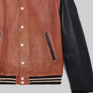 Chaquetas Varsity de Cuero de Moda Urbana, Corte Holgado, Estilo Moderno y Estético, Ropa Letterman - Product Image 6